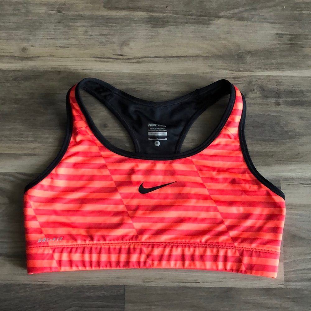 Nike size medium sports bra orange striped